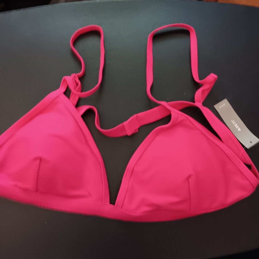 J Crew Ribbed Triangle Bikini Top 2X Pink NWT BH483